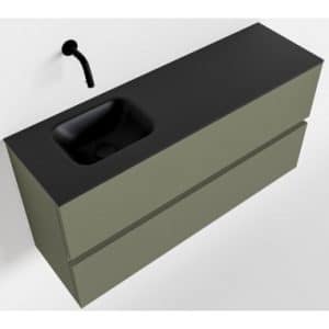 ADA Komplet badmiljø venstrevendt håndvask B100 x H50 cm MDF - Armygrøn/Sort