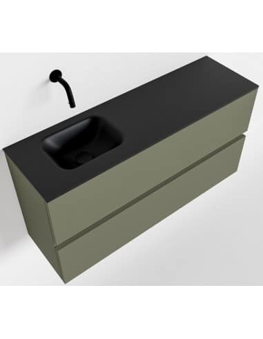 ADA Komplet badmiljø venstrevendt håndvask B100 x H50 cm MDF - Armygrøn/Sort
