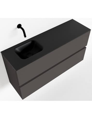 ADA Komplet badmiljø venstrevendt håndvask B100 x H50 cm MDF - Mørkegrå/Sort