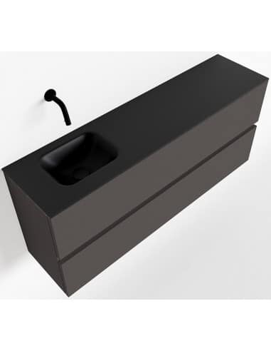 ADA Komplet badmiljø venstrevendt håndvask B120 x H50 cm MDF - Mørkegrå/Sort