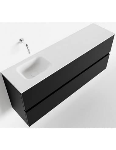 ADA Komplet badmiljø venstrevendt håndvask B120 x H50 cm MDF - Sort/Talkum