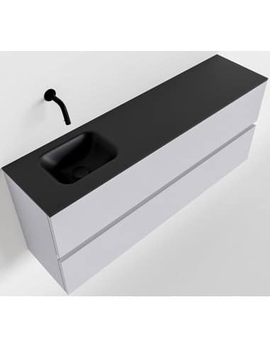 ADA Komplet badmiljø venstrevendt håndvask B120 x H50 cm MDF - Svag grå/Sort