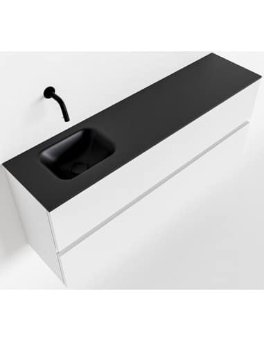 ADA Komplet badmiljø venstrevendt håndvask B120 x H50 cm MDF - Talkum/Sort