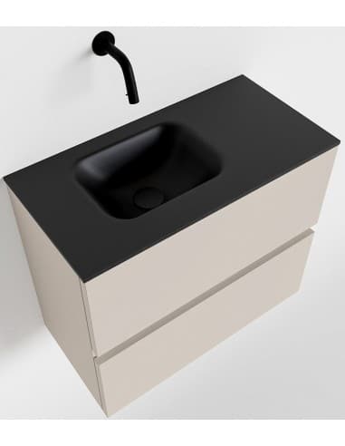 ADA Komplet badmiljø venstrevendt håndvask B60 x H50 cm MDF - Linned/Sort