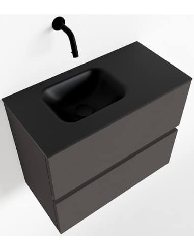 ADA Komplet badmiljø venstrevendt håndvask B60 x H50 cm MDF - Mørkegrå/Sort