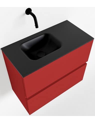 ADA Komplet badmiljø venstrevendt håndvask B60 x H50 cm MDF - Rød/Sort