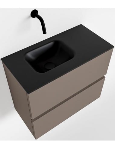 ADA Komplet badmiljø venstrevendt håndvask B60 x H50 cm MDF - Røg/Sort