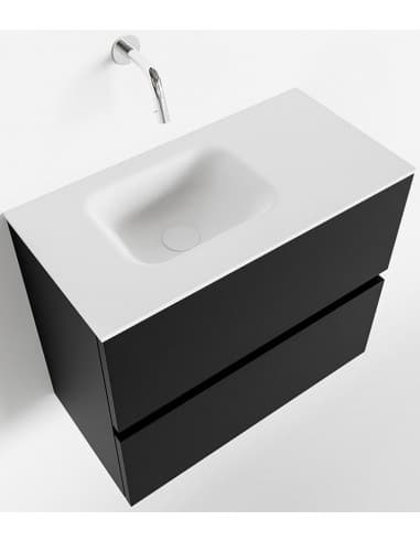ADA Komplet badmiljø venstrevendt håndvask B60 x H50 cm MDF - Sort/Talkum