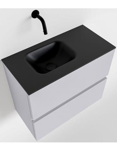 ADA Komplet badmiljø venstrevendt håndvask B60 x H50 cm MDF - Svag grå/Sort