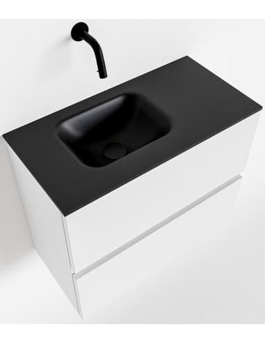 ADA Komplet badmiljø venstrevendt håndvask B60 x H50 cm MDF - Talkum/Sort