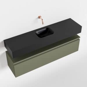 ANDOR Komplet badmiljø centreret håndvask B120 cm MDF - Armygrøn/Sort
