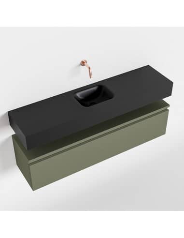 ANDOR Komplet badmiljø centreret håndvask B120 cm MDF - Armygrøn/Sort