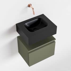 ANDOR Komplet badmiljø centreret håndvask B40 cm MDF - Armygrøn/Sort
