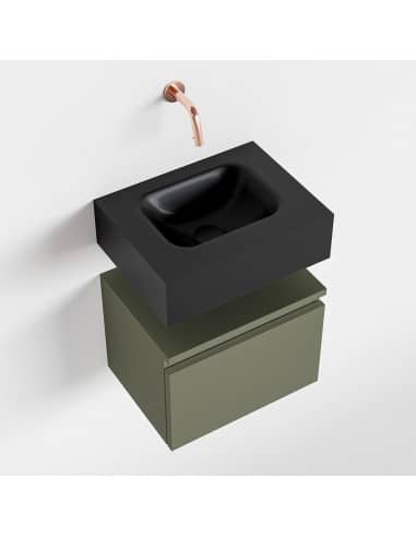 ANDOR Komplet badmiljø centreret håndvask B40 cm MDF - Armygrøn/Sort