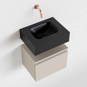 ANDOR Komplet badmiljø centreret håndvask B40 cm MDF - Linned/Sort