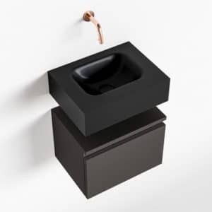 ANDOR Komplet badmiljø centreret håndvask B40 cm MDF - Mørkegrå/Sort