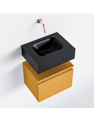 ANDOR Komplet badmiljø centreret håndvask B40 cm MDF - Okker/Sort