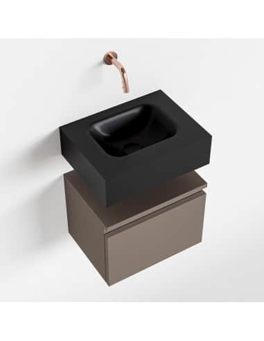 ANDOR Komplet badmiljø centreret håndvask B40 cm MDF - Røg/Sort