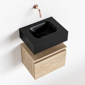 ANDOR Komplet badmiljø centreret håndvask B40 cm MDF - Vasket eg/Sort