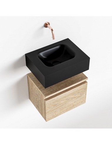 ANDOR Komplet badmiljø centreret håndvask B40 cm MDF - Vasket eg/Sort