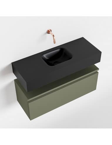 ANDOR Komplet badmiljø centreret håndvask B80 cm MDF - Armygrøn/Sort