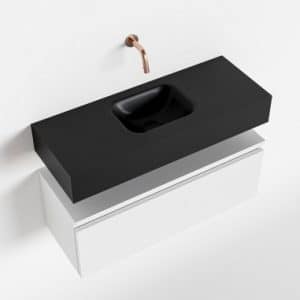 ANDOR Komplet badmiljø centreret håndvask B80 cm MDF - Talkum/Sort