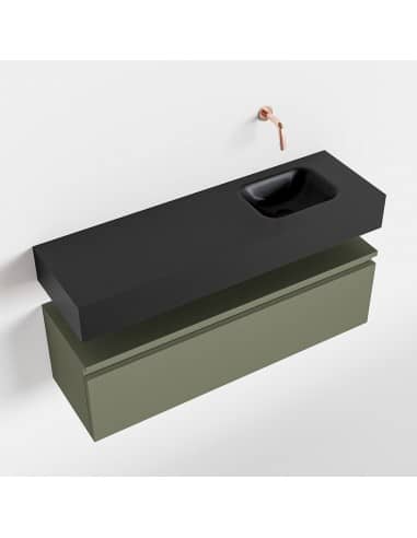 ANDOR Komplet badmiljø højrevendt håndvask B100 cm MDF - Armygrøn/Sort