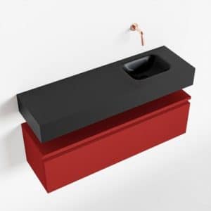 ANDOR Komplet badmiljø højrevendt håndvask B100 cm MDF - Rød/Sort