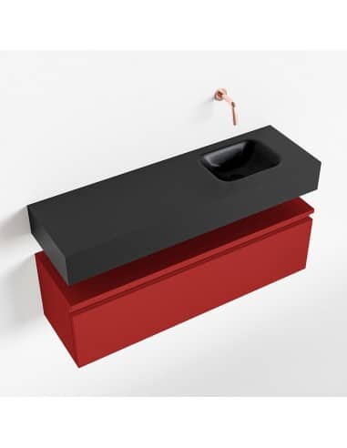 ANDOR Komplet badmiljø højrevendt håndvask B100 cm MDF - Rød/Sort