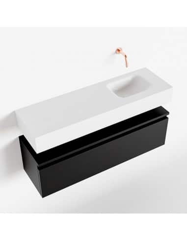 ANDOR Komplet badmiljø højrevendt håndvask B100 cm MDF - Sort/Talkum