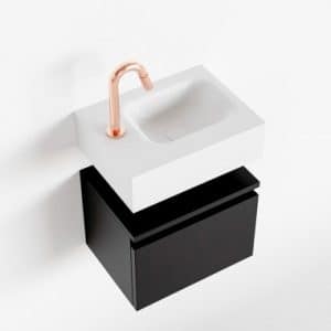 ANDOR Komplet badmiljø højrevendt håndvask B40 cm MDF - Sort/Talkum