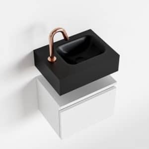 ANDOR Komplet badmiljø højrevendt håndvask B40 cm MDF - Talkum/Sort