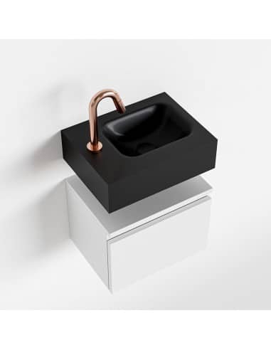 ANDOR Komplet badmiljø højrevendt håndvask B40 cm MDF - Talkum/Sort