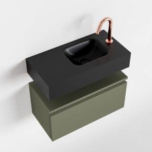 ANDOR Komplet badmiljø højrevendt håndvask B60 cm MDF - Armygrøn/Sort