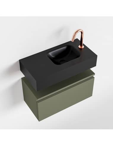 ANDOR Komplet badmiljø højrevendt håndvask B60 cm MDF - Armygrøn/Sort