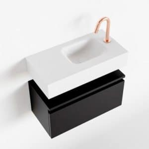 ANDOR Komplet badmiljø højrevendt håndvask B60 cm MDF - Sort/Talkum