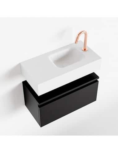 ANDOR Komplet badmiljø højrevendt håndvask B60 cm MDF - Sort/Talkum