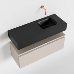 ANDOR Komplet badmiljø højrevendt håndvask B80 cm MDF - Linned/Sort