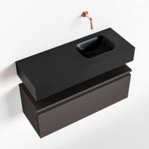 ANDOR Komplet badmiljø højrevendt håndvask B80 cm MDF - Mørkegrå/Sort