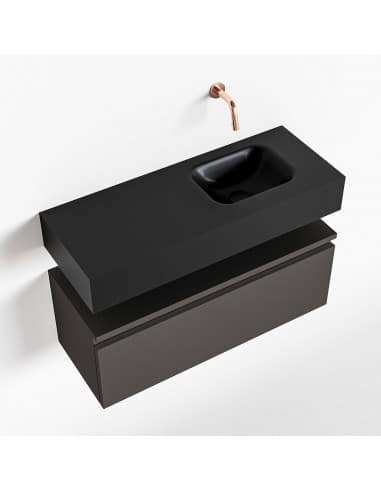 ANDOR Komplet badmiljø højrevendt håndvask B80 cm MDF - Mørkegrå/Sort