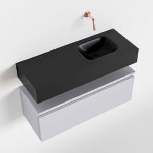 ANDOR Komplet badmiljø højrevendt håndvask B80 cm MDF - Svag grå/Sort