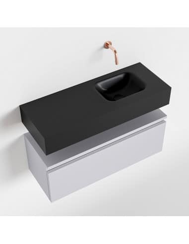 ANDOR Komplet badmiljø højrevendt håndvask B80 cm MDF - Svag grå/Sort