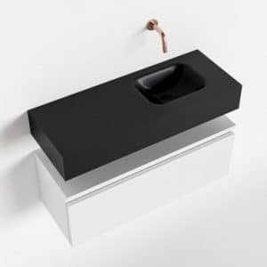 ANDOR Komplet badmiljø højrevendt håndvask B80 cm MDF - Talkum/Sort