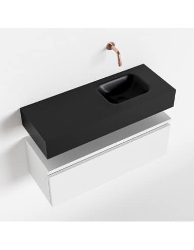 ANDOR Komplet badmiljø højrevendt håndvask B80 cm MDF - Talkum/Sort