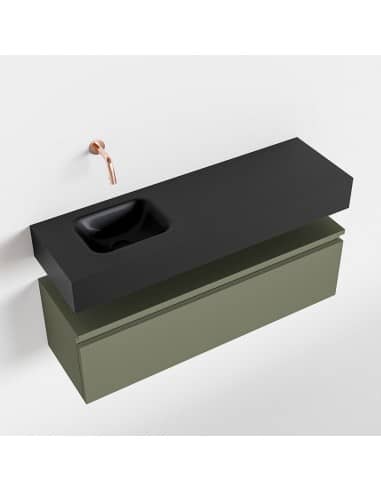 ANDOR Komplet badmiljø venstrevendt håndvask B100 cm MDF - Armygrøn/Sort