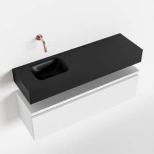 ANDOR Komplet badmiljø venstrevendt håndvask B100 cm MDF - Talkum/Sort