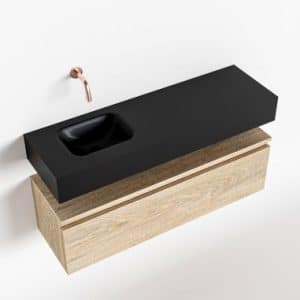 ANDOR Komplet badmiljø venstrevendt håndvask B100 cm MDF - Vasket eg/Sort