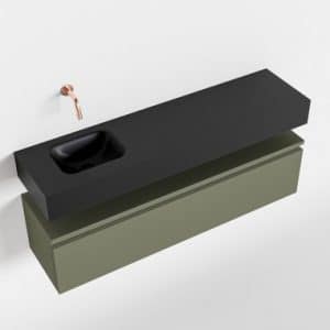 ANDOR Komplet badmiljø venstrevendt håndvask B120 cm MDF - Armygrøn/Sort