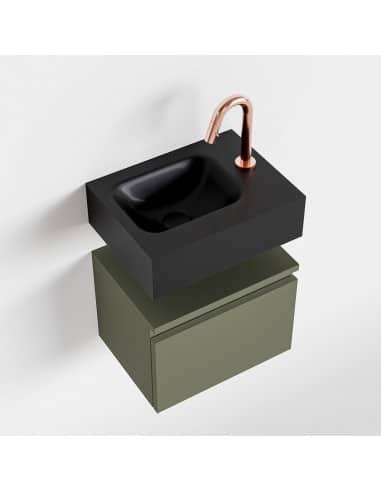 ANDOR Komplet badmiljø venstrevendt håndvask B40 cm MDF - Armygrøn/Sort
