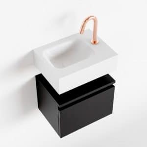 ANDOR Komplet badmiljø venstrevendt håndvask B40 cm MDF - Sort/Talkum